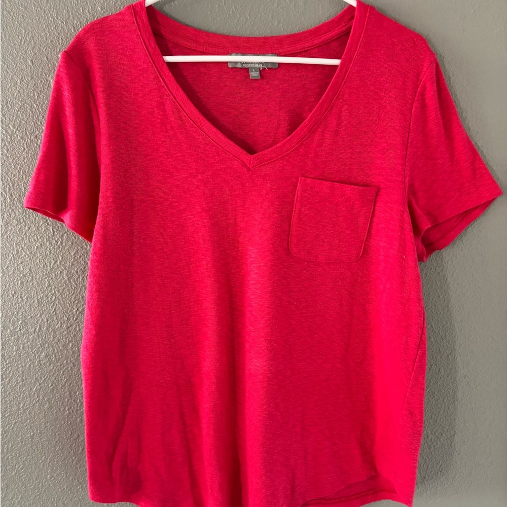 Marled Fitted Bright Pink Short Sleeve T-Shirt